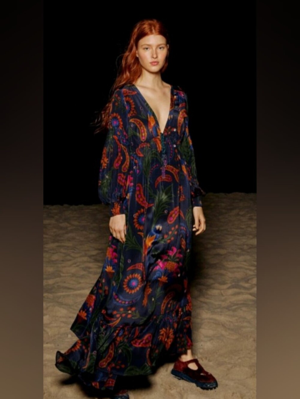 Farm Rio Navy Tropical Tapestry Maxi Dress
